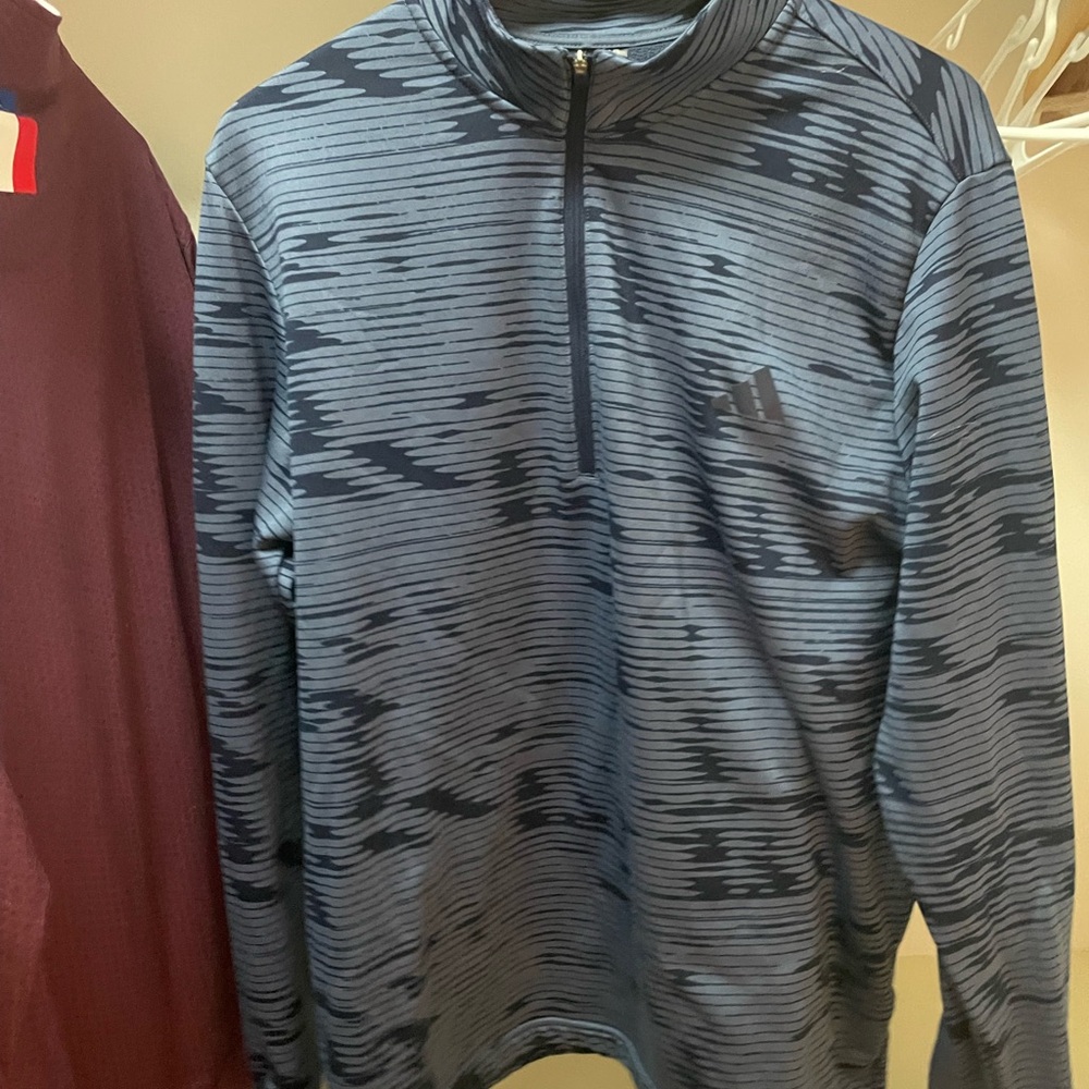 Adidas Blue and Black Quarter-Zip Pullover